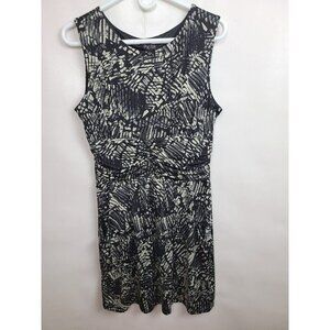 Papillon Black Tan Ruched Waist Stretch Knit Sleeveless Dress Size Large